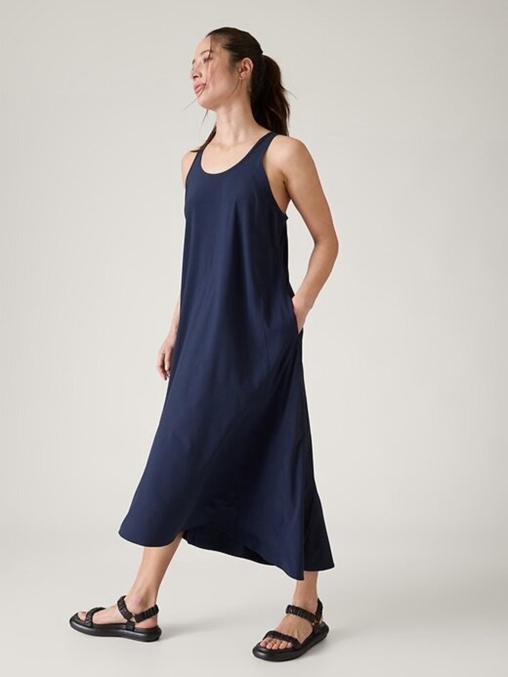 Athleta Presidio Traveler Maxi Dress, Navy, XS
